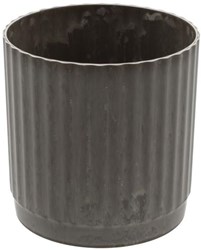 HBX natural living pot de fleurs plastique nervuré gris 14x15,5cm décoration