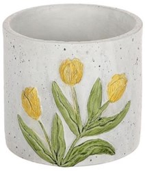 HBX natural living pot de fleur tulipe jaune plastique décoration Ø12,5xH11,3cm