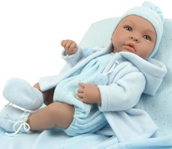 Asi Babypuppe Leo 36cm - blaue Dufflecoat Puppenspielzeug
