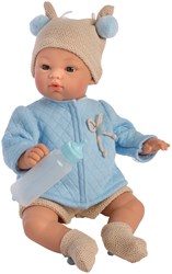 Asi Babypuppe Koke 36cm - Puppe blau beige skandinavische Kleidung