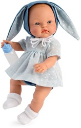 Asi Puppe Babypuppe 36cm graues Kleid mit Hasenohren Spielzeug