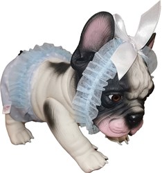 Asi Babypuppe Lily Bulldog 32cm - Puppenspielzeug weiß blau Kleidung
