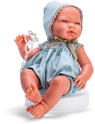 Asi Babypuppe Pablo 43cm - Puppe mit blau/grünem Strampler Spielzeug