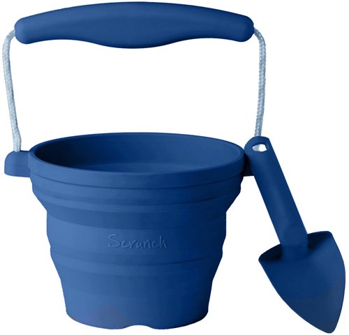 Scrunch Spielzeug Saattopf Schaufel blau Silikon Strand Garten