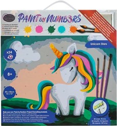 Craft Buddy peinture par numéros licorne étoiles 30x30cm set acrylique