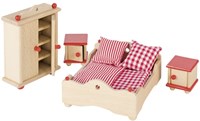 Goki Puppenhaus Schlafzimmer Holz Möbelset klassisch-2