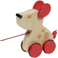 Goki Holz Nachziehtier Hund - pädagogisches Spielzeug für Kleinkinder-2