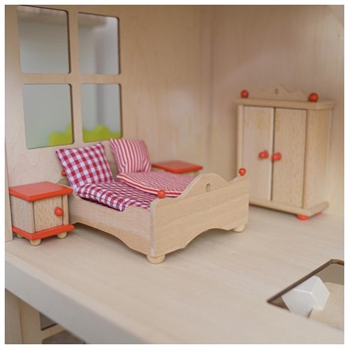 Goki Puppenhaus Schlafzimmer Holz Möbelset klassisch-3