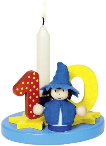 Goki set de bougies anniversaire garçon - décoration en bois bleu-3