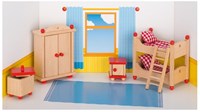 Goki Puppenhaus Möbel Kinderzimmer Holzspielset rot-3