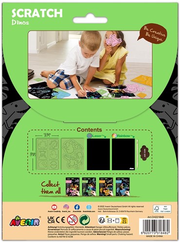Avenir Kratzkunst Dinosaurier Scratch Art Set mit Schablonen für Kinder-3