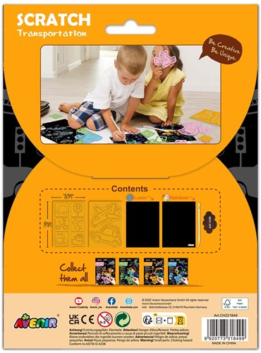 Avenir Scratch Art Spielzeug - Kratzen mit Schablonen Transport Set
