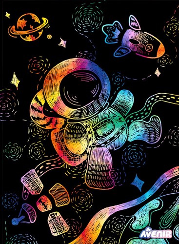 Avenir Scratch Art Spielzeug - Kratzen mit Papierschablonen Weltraum-2