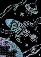 Avenir Scratch Art Spielzeug - Kratzen mit Papierschablonen Weltraum