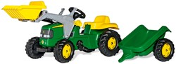 Rolly Toys tracteur à pédales John Deere avec remorque et chargeur frontal - tracteur jouet
