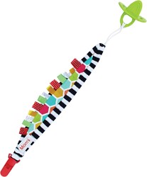 Mom's Care Schnullerband schwarz-weiß mit Silikon-Beißring Baby