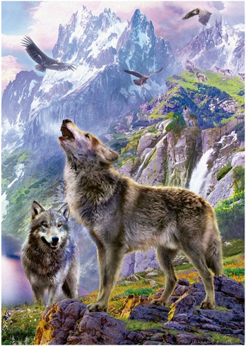 Educa Puzzle 500 Teile Wölfe auf den Felsen Tiere-2
