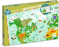 Djeco PUZZLES - PUZZLES OBSERVATION Tour du monde + livret - 200 pcs - FSC MIX