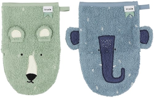 Trixie Waschhandschuh2-pack - Mr. Polar Bear - Mrs. Elephant-2
