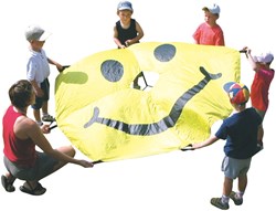 Spordas jouet parachute visage Smiley jaune 20cm polyester