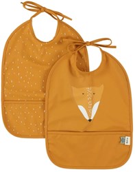 Trixie wasserdichtes Lätzchen 2er-Pack - Baby Lätzchen mit Auffangtasche Mr. Fox