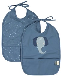 Trixie bavoir bébé lot de 2 imperméable Mrs. Elephant - Lavable et bleu