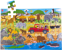 Bigjigs Puzzle de sol Aventure africaine (48 pièces)