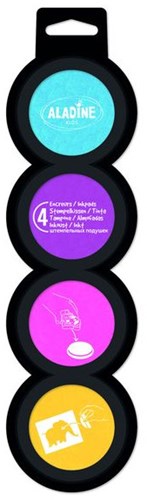 Aladine Stempelkissen Set für Kinder blau violett rosa gelb