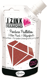 Aladine Aladine Izink Diamant-Glitzerfarbe, 24 Karat, 80 ml, Rot