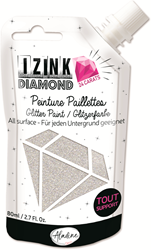 Aladine Aladine Izink Diamant-Glitzerfarbe, 24 Karat, 80 ml, Silber