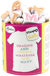 Aladine Aladine Stampo Stempel Set Textiel Alfabet Schets 45 stuks