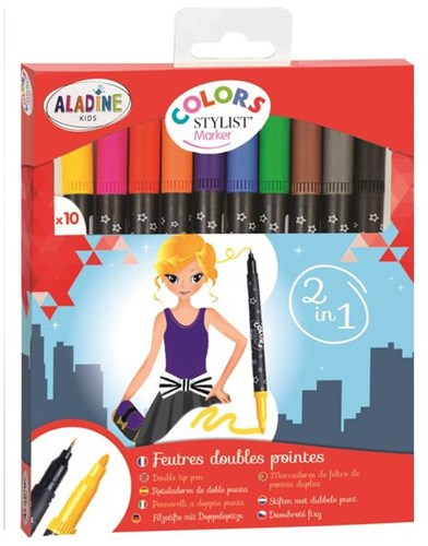 Aladine Doppelspitzen-Filzstifte für Kinder - Kreatives Marker-Set