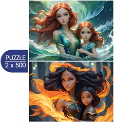 Alipson Puzzle 2 Puzzles - L'Eau et le Feu - Collection Mère et Fille - 500 pieces