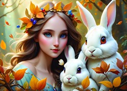 Alipson Puzzle Lady and Bunnies - 500 pieces