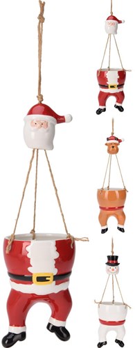 Home & Styling pot de fleurs suspendu Noël plastique rouge 57cm décoration