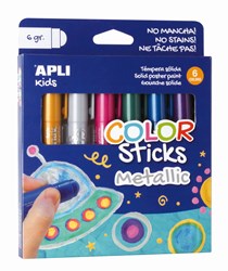 APLI Kids Plakatfarbe Metallic Farbstifte 6 Farben Set
