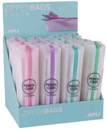 APLI Kids Federmäppchen zipperbag Stifte transparent Pastell robust PVC