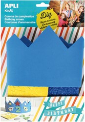 APLI Kids Geburtstagskrone blau aus Schaumstoff für Kinder - personalisierbar