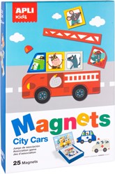 APLI Kids APLI - Magnetkarte Fahrzeuge (Tafel 28x18cm, 25 Magnete)
