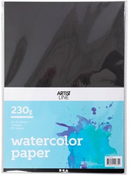 ArtistLine Aquarellpapier schwarz A4 300g 10 Blatt kreatives Malen