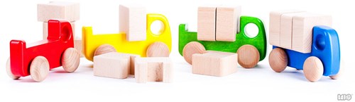 Bajo Holz-LKW mit Bausteinen - nachhaltiges Spielzeug gelb-3