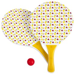 Angel Sports set de beachball design été raquettes bois bleu jaune