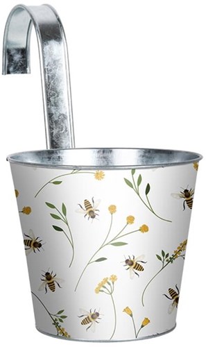 Esschert Design pot de fleurs avec crochet motif abeille pour balcon et jardin