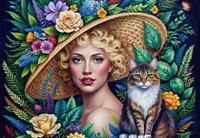 Bluebird Puzzle Kunst Puzzle Frau und Katze 1000 Teile Karton