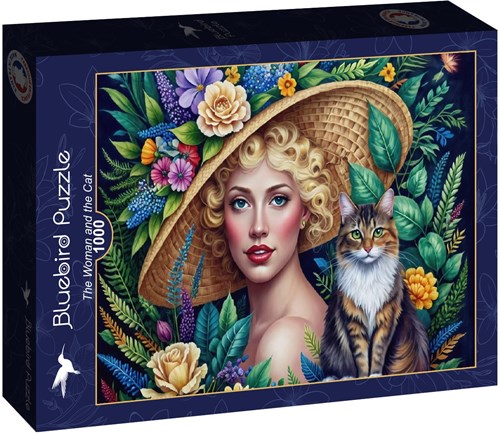 Bluebird Puzzle Kunst Puzzle Frau und Katze 1000 Teile Karton-2