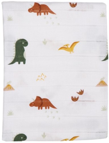 Tryco Musselin Starterset Babytextilien mit Dinosaurier-Print 12-teilig