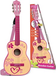 Bontempi guitare en bois enfant rose 75 cm avec sangle jouet musical