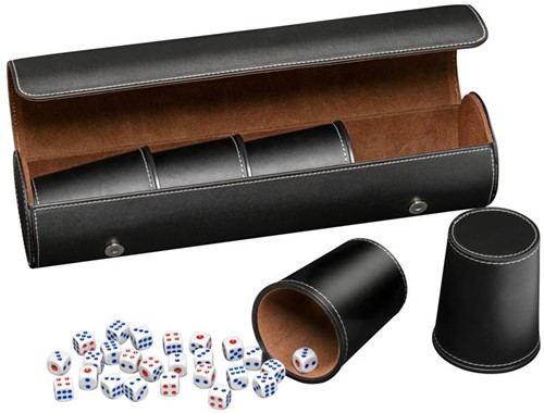Philos Würfelbecher Kunstleder Schwarz (5er-Set)
