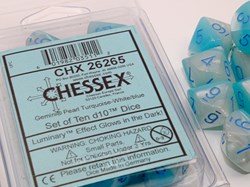 Chessex Chessex Gemini Perle Türkis Weiß Blau Leuchtende Würfelset 10 Stück