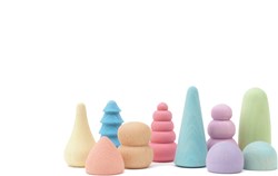 Ocamora jouets en bois Bonsais set pastel - jeu imaginatif